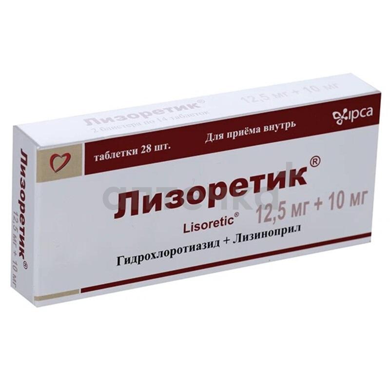 ЛИЗОРЕТИК (табл. 12,5 мг+10 мг  №14х2)