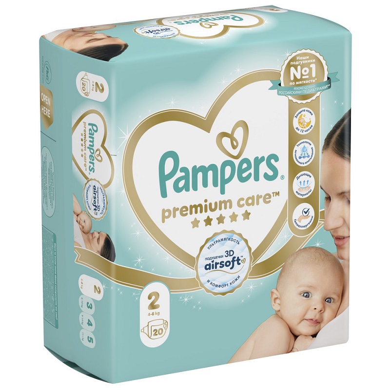Pampers Подгузники Premium Care (Mini) детские одноразовые №20