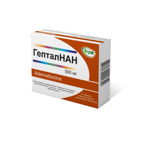 ГепталНАН (таб. кишечнорастворимые п/п об.  500 мг  №7х3)