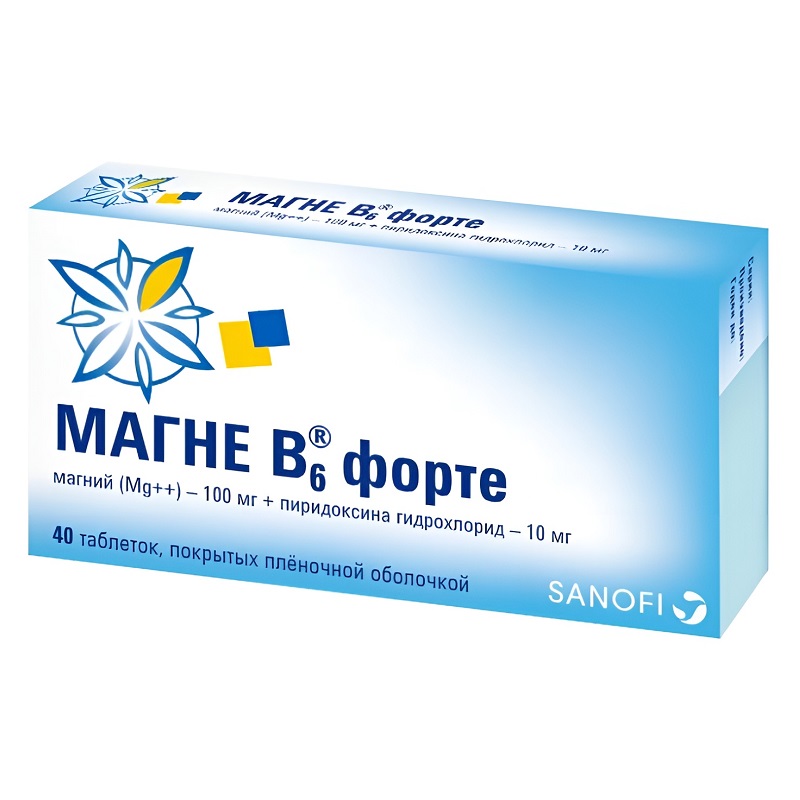 МАГНЕ В6 ФОРТЕ (таб. п/п об. 100 мг+10 мг  №20х2)