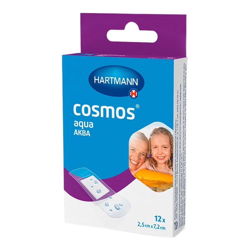 Пластырь (Cosmos® aqua (АКВА) нестер.  р. 2,5 см × 7,2 см №12)