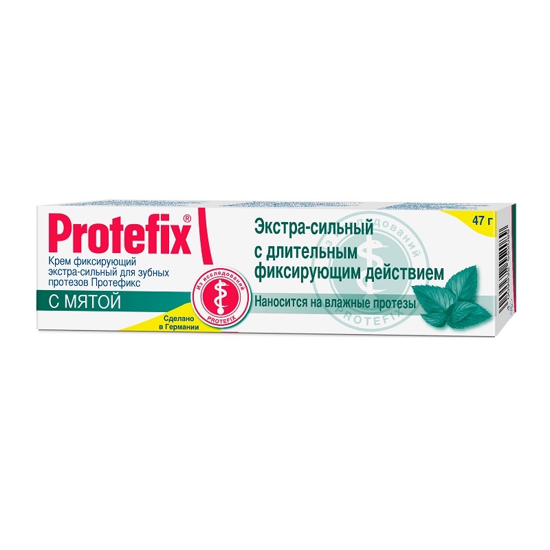 Protefix крем фиксирующий экстра-сильный для зубных протезов с мятой 40 мл