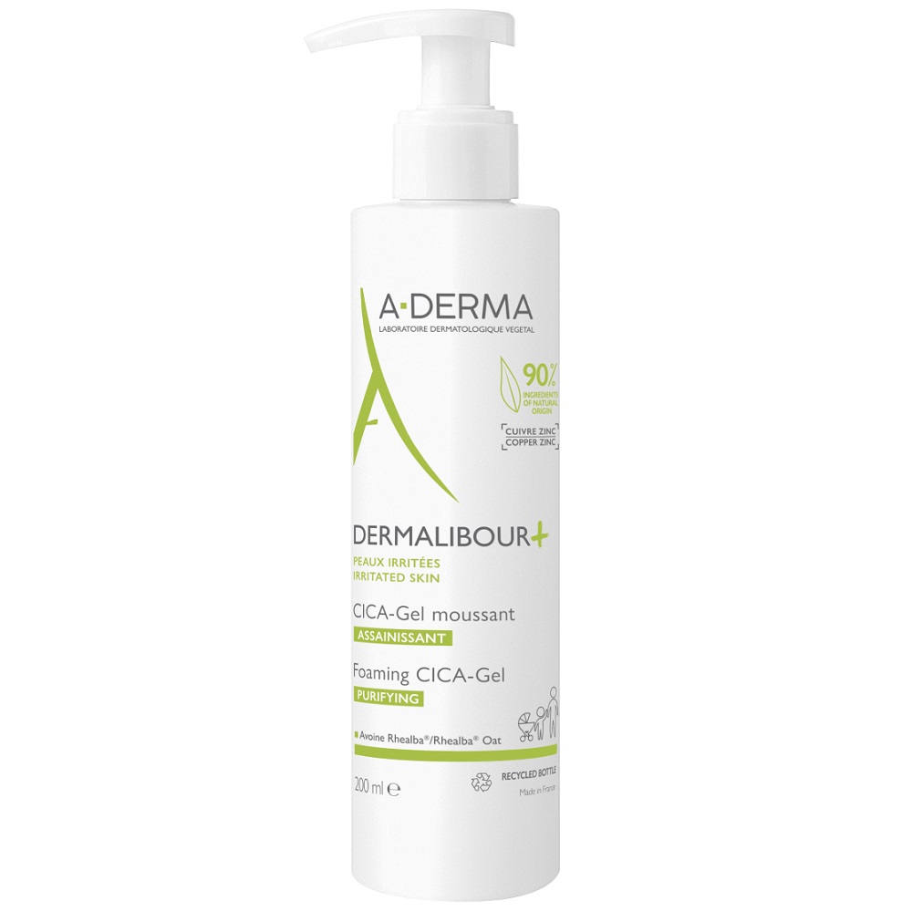 A-Derma (А-Дерма) DERMALIBOUR+ CICA Гель очищающий пенящийся 200 мл