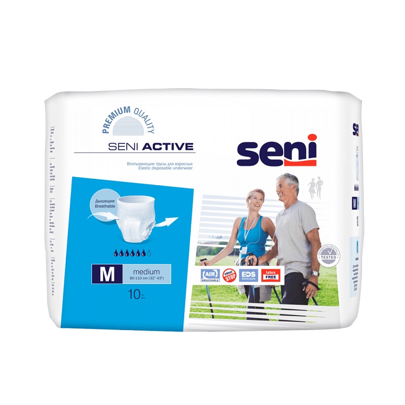 Seni ACTIVE medium Трусики впитывающие д/взрослых, страдающих недержанием №10 