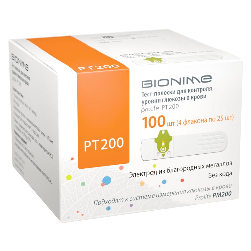 Prolife  (Тест-полоски PT 200 к системам контроля уровня глюкозы в крови PM 200  №100)