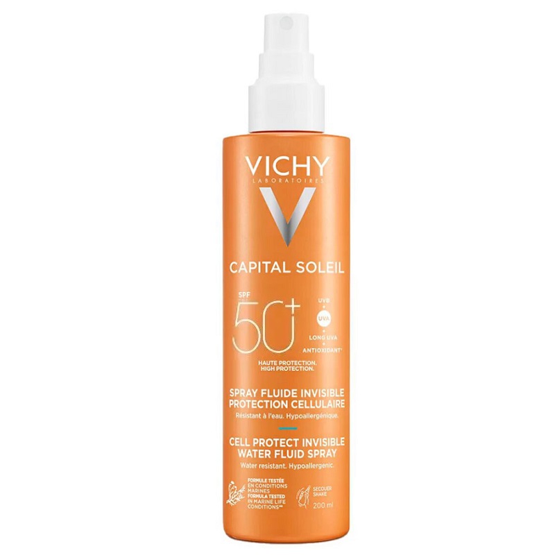 Vichy Capital Soleil Спрей-флюид солнцезащитный легкий Cell Protect SPF50+ 200 мл