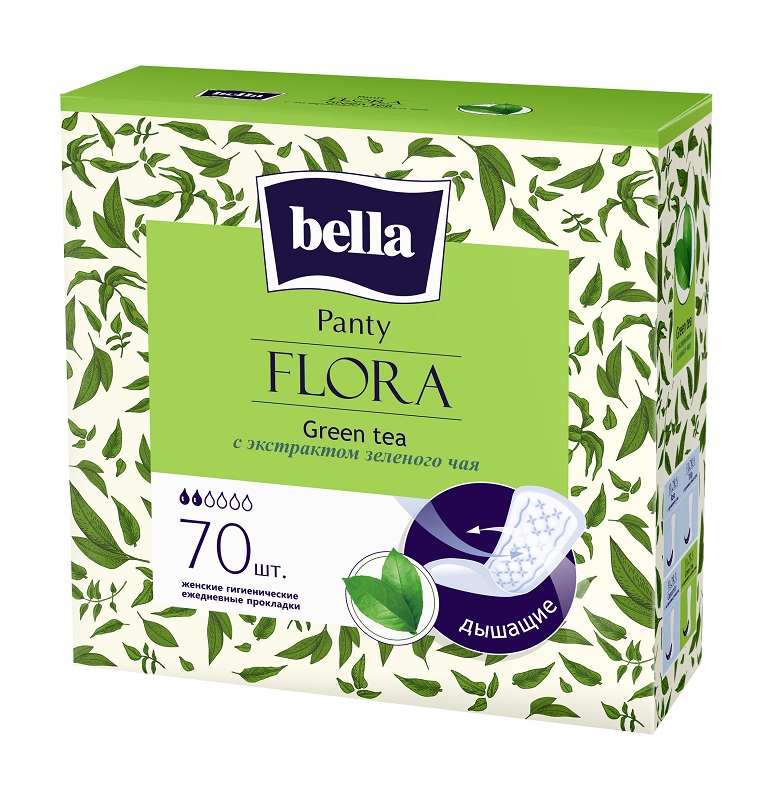 Bella Panty FLORA Green tea Прокладки женские гигиенические ежедневные с экстрактом зеленого чая №70 