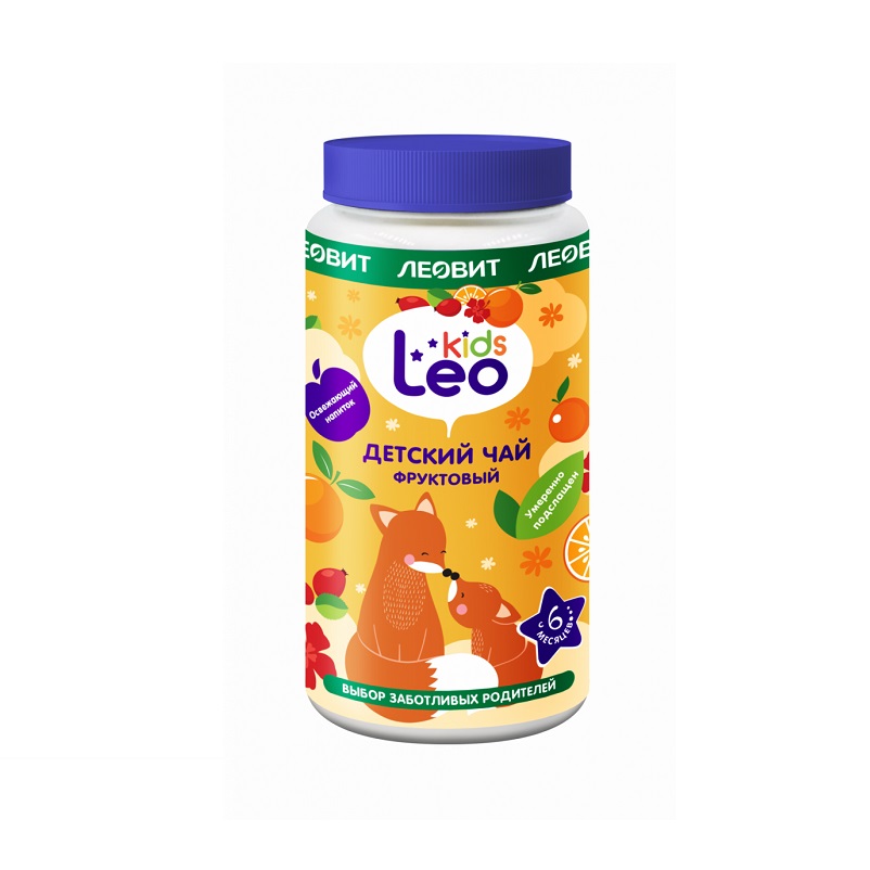 Leo Kids  (Чай Фруктовый  Продукт дет. питания д/детей раннего возраста, продукт прикорма, сухой гранул. быстрораст. банка 200г )