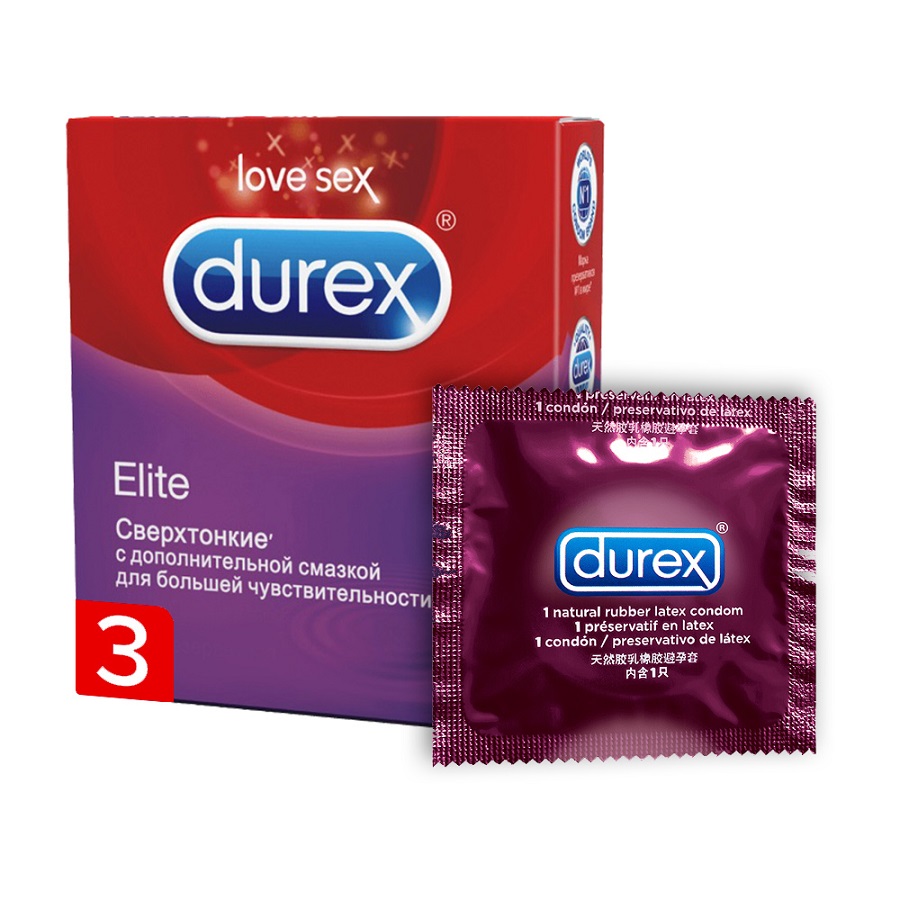 Durex Презервативы Elite тонкие с дополнительной смазкой 3 шт