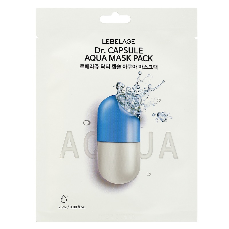 LEBELAGE Маска тканевая д/лица с гиалуроновой кислотой Dr.CAPSULE AQUA MASK PACK 25 г