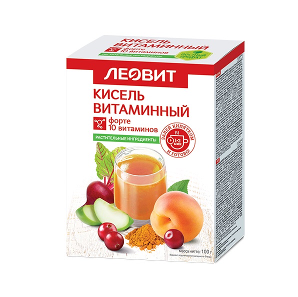 Леовит (Кисель Витаминный Форте спец. пищ. продукт диет. профилактического питания 100 г(5 пак. по 20 г)  )