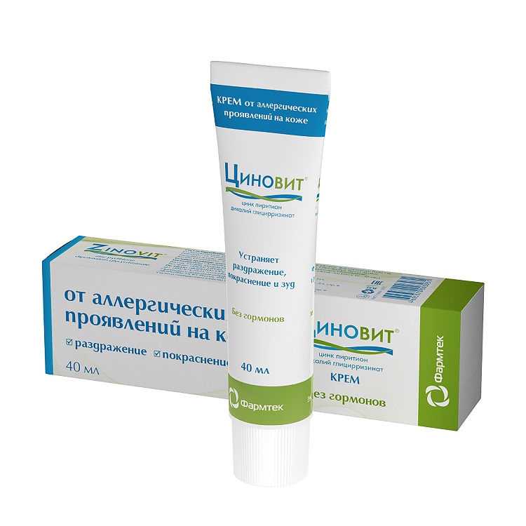 Циновит Крем (при  дерматите, псориазе, экземе, ожогах, аллергич. проявлениях) 40 мл 