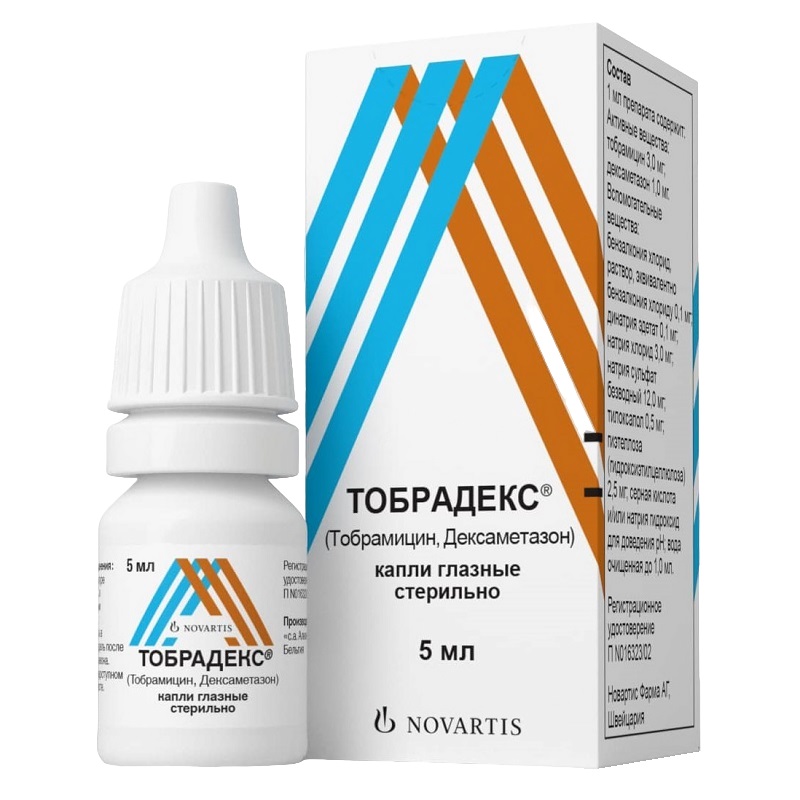 ТОБРАДЕКС (суспензия (капли глазные) (3мг+1мг)/1мл фл.-кап. 5 мл №1)