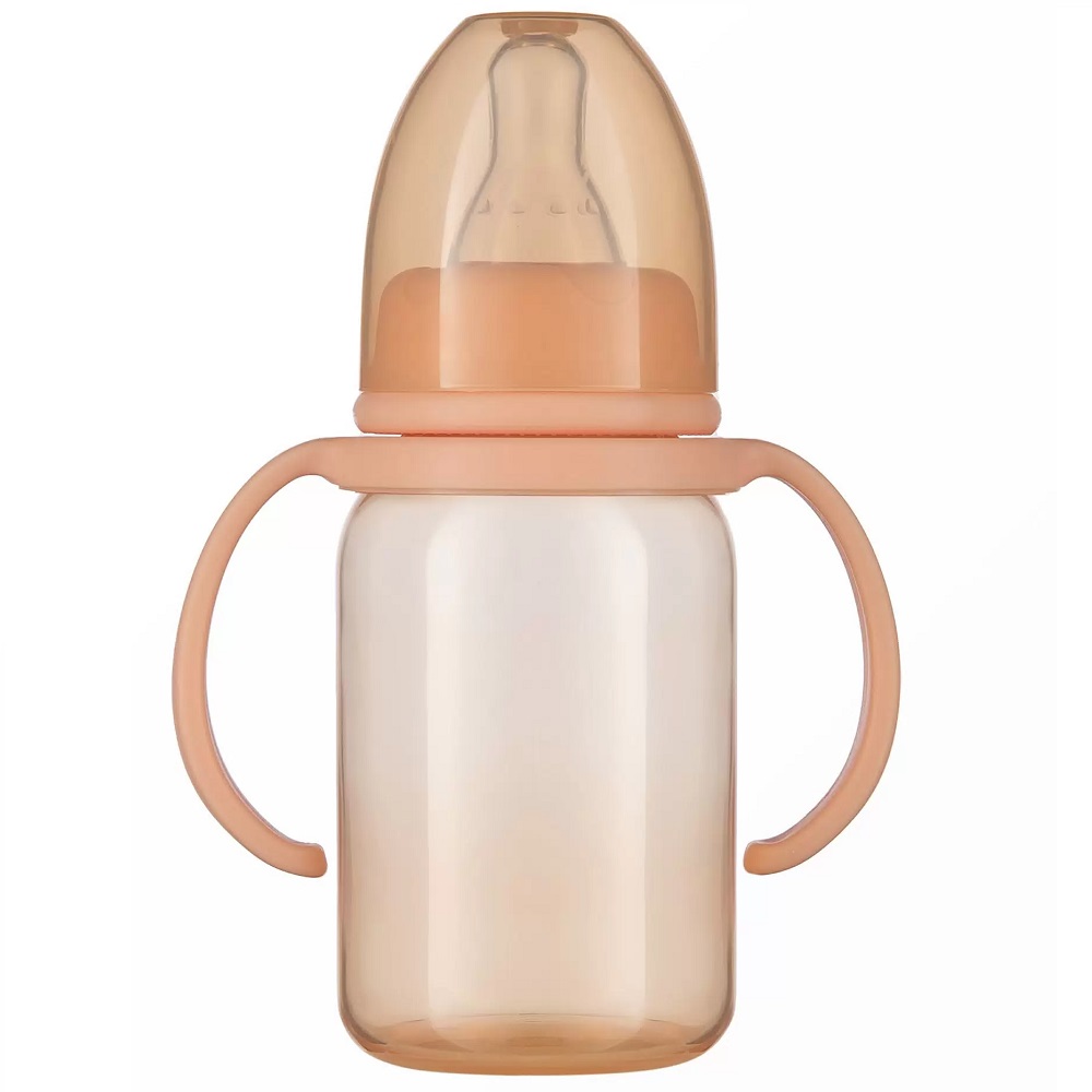  Пома Бутылочка (ПП, с ручками) с молочной соской (силикон, средний поток) 140 мл 4 мес+ арт.7910 1 шт 