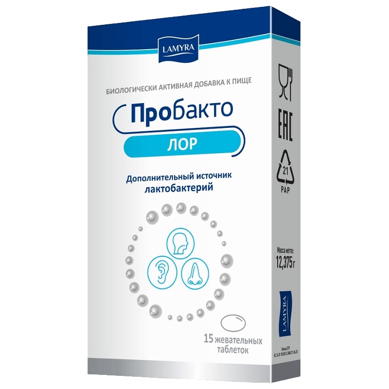 Пробакто ЛОР (БАД) (табл. жев. со вкусом смородины    №15)