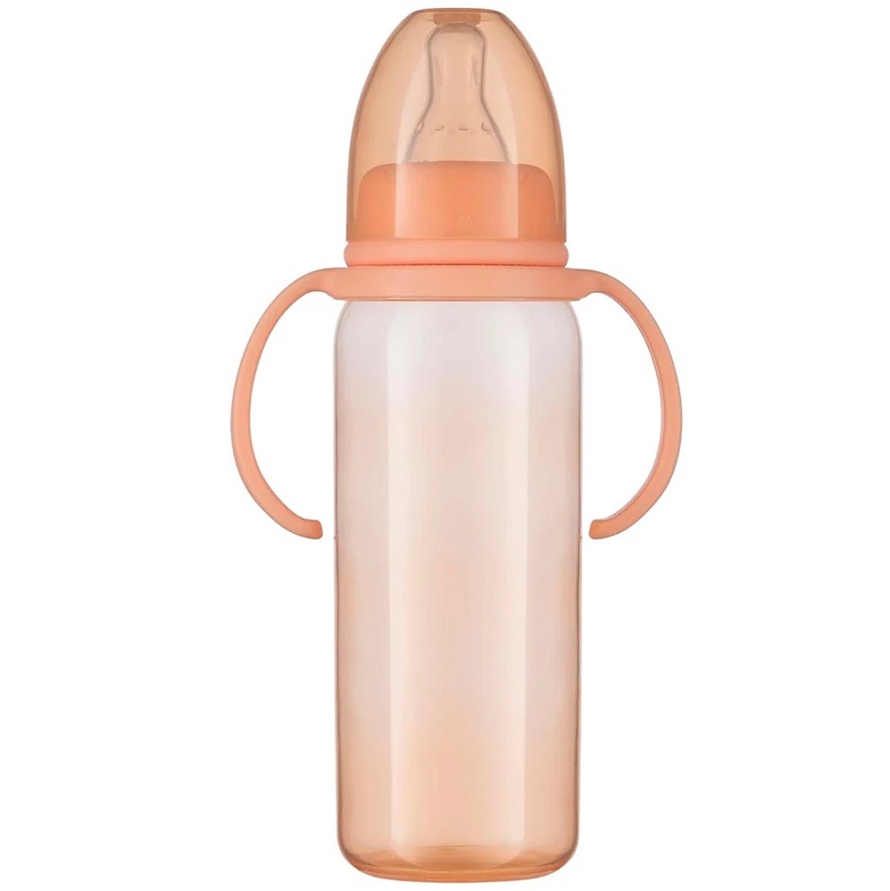 Пома Бутылочка (ПП, с ручками) с молочной соской (силикон, быстрый поток) 240 мл 6 мес+ арт.8110 1 шт 