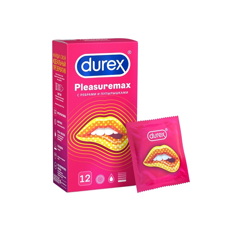 Durex Презервативы Pleasuremax с рельефными полосками и точечной структурой 12 шт