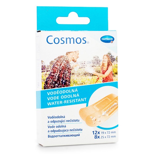 Пластырь (Cosmos Water-resistant (водоотталкивающий)  (1,9х7,2- 12шт., 2,5х7,2см-8шт.)  №20)