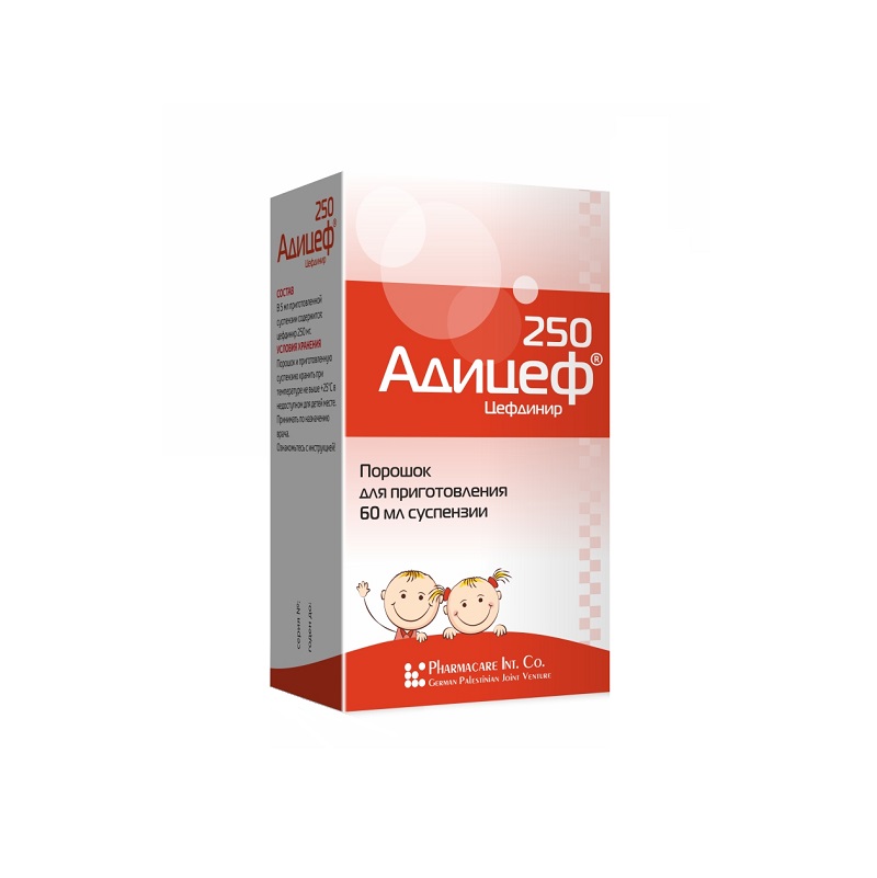 АДИЦЕФ (пор. д/приг. 60мл суспензии д/приема внутрь 250мг/5мл фл. №1)