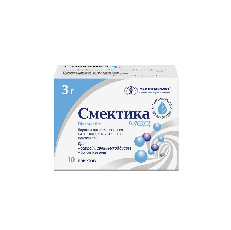 СМЕКТИКА МЕД (пор. д/приг. суспензии д/внутр. прим. (без ароматизатора) 3 г пак. №10)