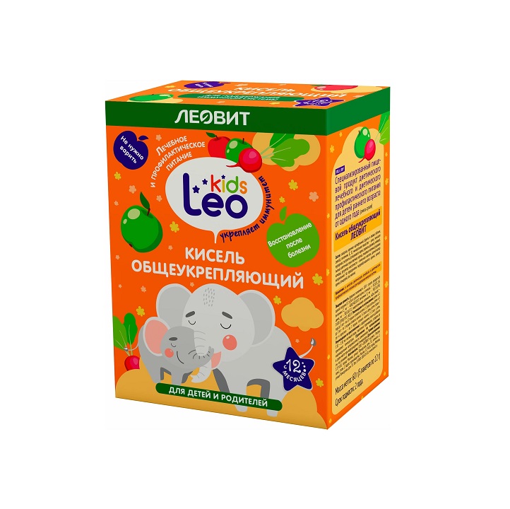 Leo Kids  (Кисель общеукрепляющий Леовит спец. пищ. продукт диет. леч. и диет. профилакт. питания д/детей раннего возраста от одного года 60 г (5 пак. по 12 г) )