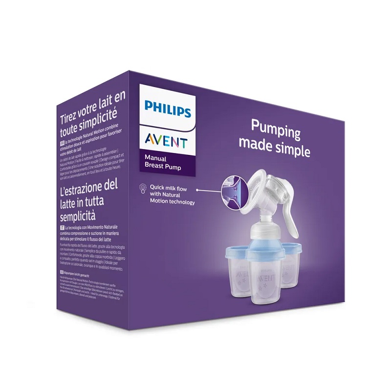 АВЕНТ 86552 Молокоотсос ручной Nature Motion с контейнерами д/хранения грудного молока