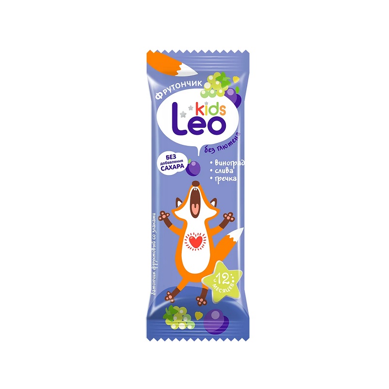 Leo Kids Фрутончик  (Батончик фруктовый со злаками Изюм, слива, гречка  Продукт дет. питания д/детей раннего возраста старше одного года  20 г )