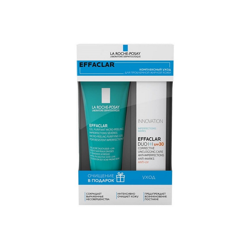 La Roche-Posay Набор Effaclar (Крем-гель DUO (+) SPF30/PPD10 40мл + Гель очищ. микроотшел.д/лица 50мл в подарок)