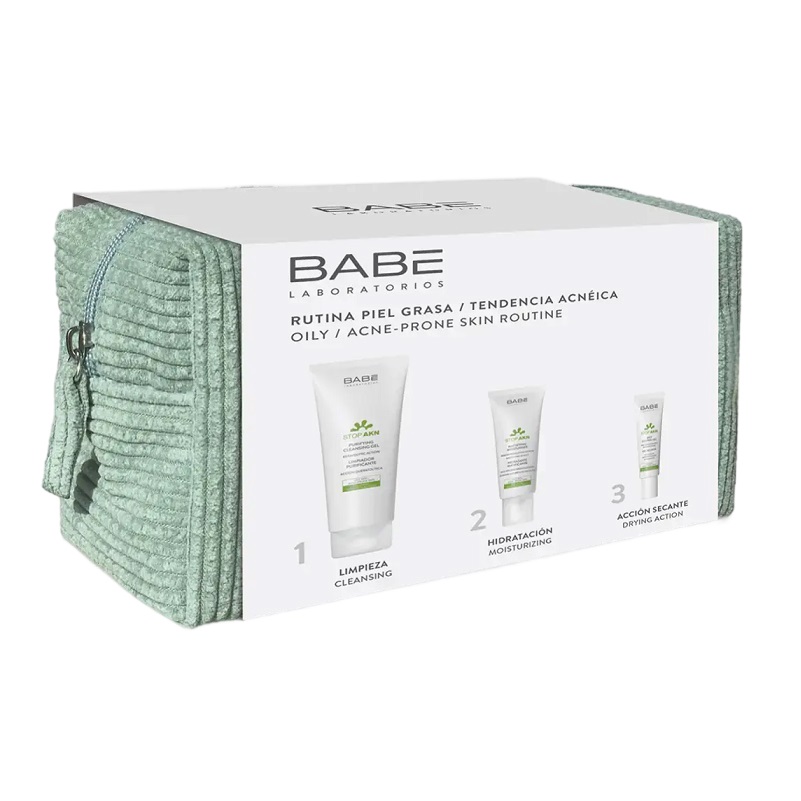 LABORATORIOS BABE Набор: Гель д/умывания 200мл+Эмульсия матир.увлажн. 50мл+Гель против акне 8мл