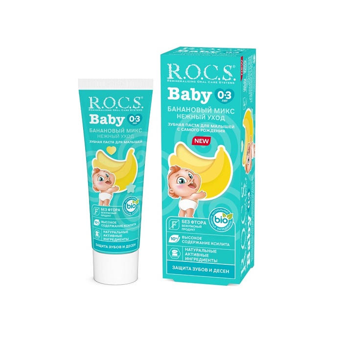 Rocs Зубная паста для детей Baby Нежный уход. Банановый микс 45 г 