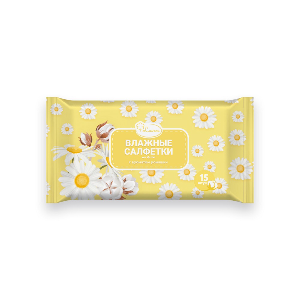 Lavan Cалфетки влажные универсальные освежающие для детей с экстрактом ромашки №15