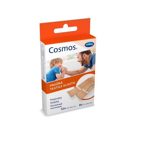 Пластырь (Cosmos Textile elastic (Текстильный эластичный) мед.  (6х2-12шт., 8х2см-8шт.)  №20)