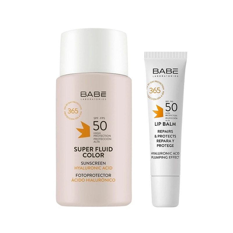LABORATORIOS BABE Набор косметич. Супер флюид с тонир.эффектом SPF50 50мл+Бальзам для губ SPF50 15мл