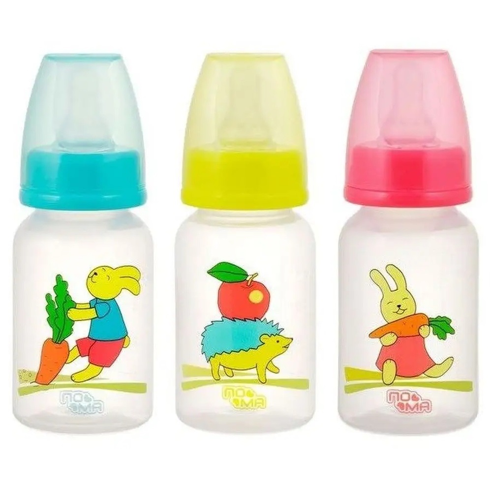 Пома Бутылочка пластиковая (с силиконовой молочной соской, медленный поток) 140 мл 0 мес+ арт.2810 1 шт 