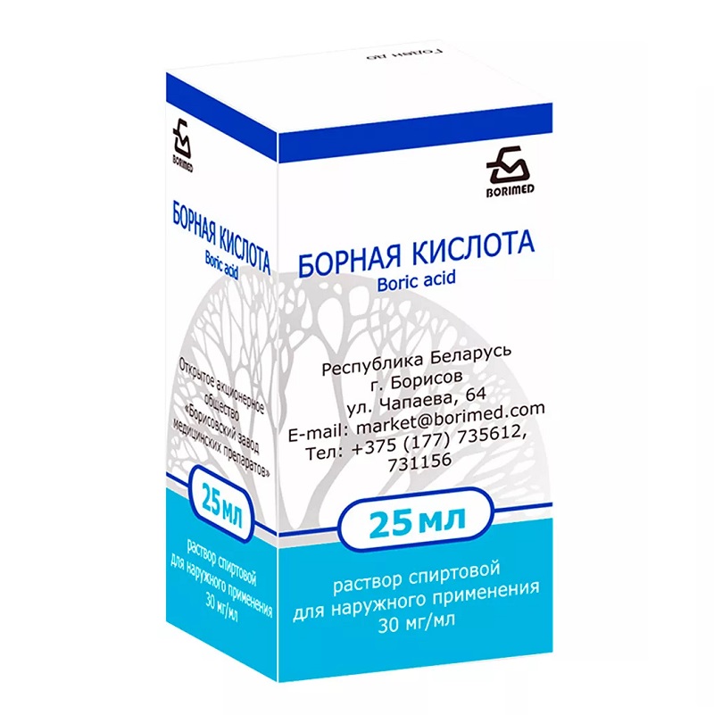 БОРНАЯ КИСЛОТА (р-р спирт.наружн. 3% фл. 25 мл №1)
