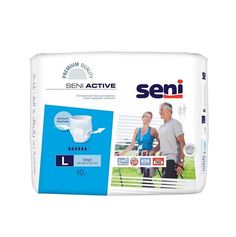 Seni ACTIVE large Трусики впитывающие д/взрослых, страдающих недержанием №10