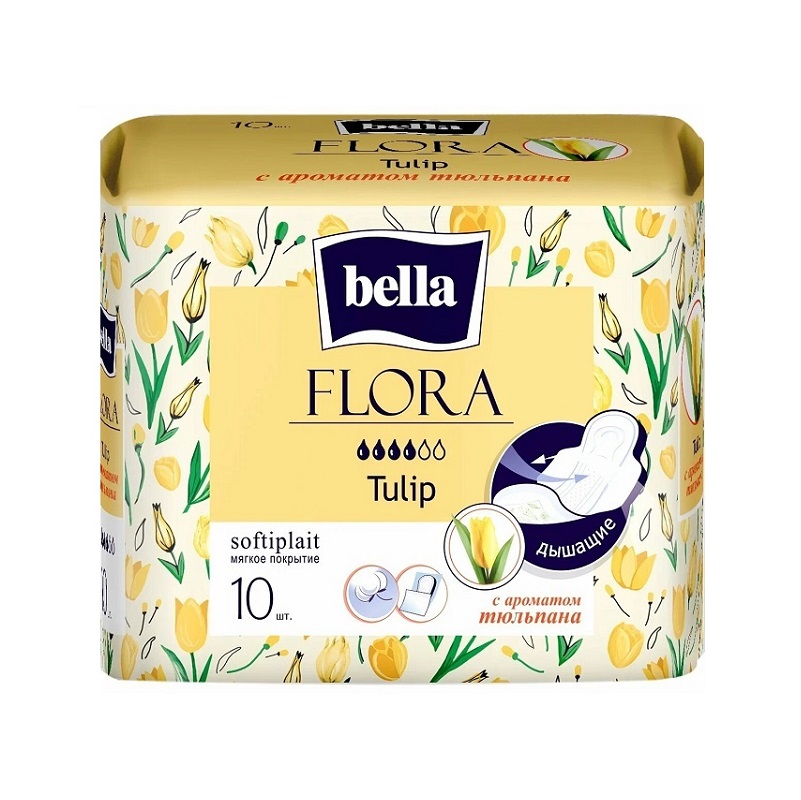 Bella FLORA Tulip Прокладки женские гигиенические впитывающие с ароматом тюльпана №10